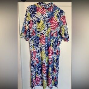 NWOT Tail Dress  Large Pink White Black Short Sleeve 1/4 Zip Golf No Shorts